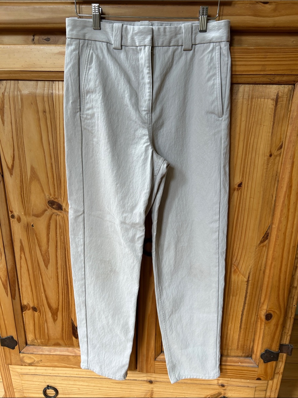 COS Light Grey Tailored Tapered Trousers High Waist Minimalist Ankle Pants